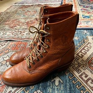 Men’s Chippewa USA leather fringe front Vibram boots